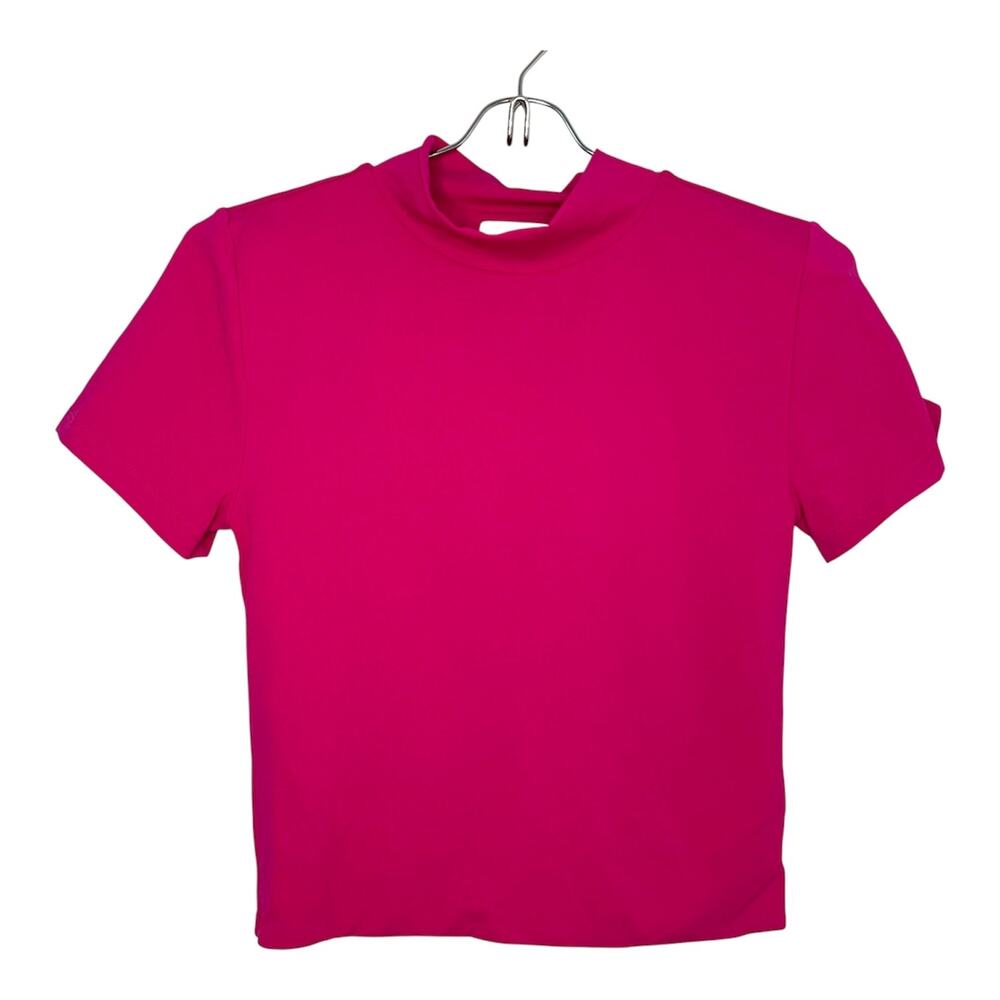 Aritzia Babaton Contour Mockneck Top Granita Pink Size M Short Sleeve Fitted